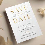Elegant White & Gold Business Event Corporate Spara Datumet<br><div class="desc">Create stylish event Save the Date cards for your business with this elegant faux gold Company Event Invitation design. This white and gold effect company save the date invite is great to use for a gala night, anniversary company event, dinner & drinks evens and more! Featuring bold gold typography design,...</div>