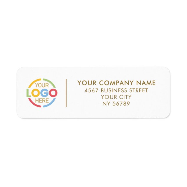 Elegant White & Gold Business Logo Return Address Returadress Etikett (Framsidan)