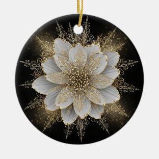 Elegant White & Gold Floral Ornament