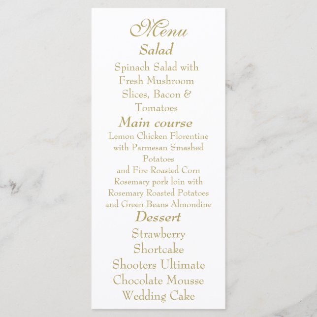 Elegant White & Gold Menu card Meny (Framsida)