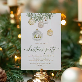 Elegant White Gold ornament Christmas party Inbjudningar