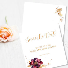 Elegant White Golden Burgundy Spara datumet Inbjudningar