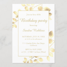 Elegant white golden löv födelsedag inbjudan