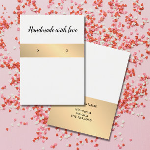Elegant White Golden Rand Earring Card Visitkort