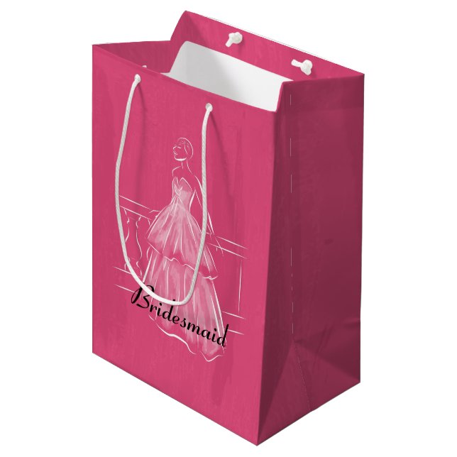 Elegant White Gown Möhippa Gift Bag (Framsidan Vinklad)