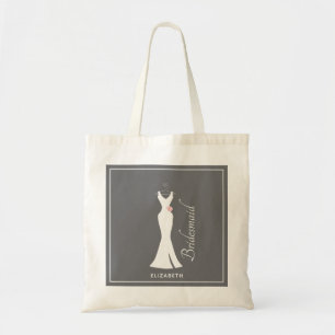 Elegant White Gown on Grått - Bridesmaid Tygkasse