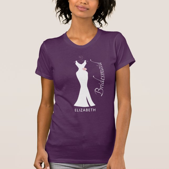 Elegant White Gown Simple Minimalist Bridesmaid T Shirt (Framsida)