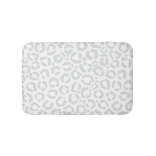 Elegant White Grått Leopard Cheetah Animal Print Badrumsmatta