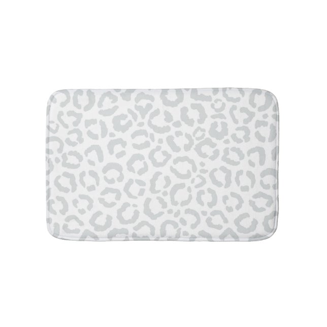 Elegant White Grått Leopard Cheetah Animal Print Badrumsmatta (Framsidan)