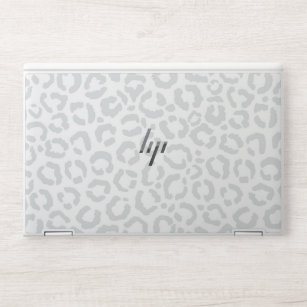 Elegant White Grått Leopard Cheetah Animal Print HP Laptopskin