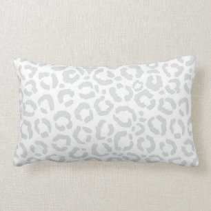 Elegant White Grått Leopard Cheetah Animal Print Lumbarkudde
