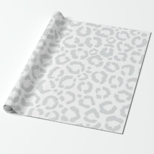 Elegant White Grått Leopard Cheetah Animal Print Presentpapper