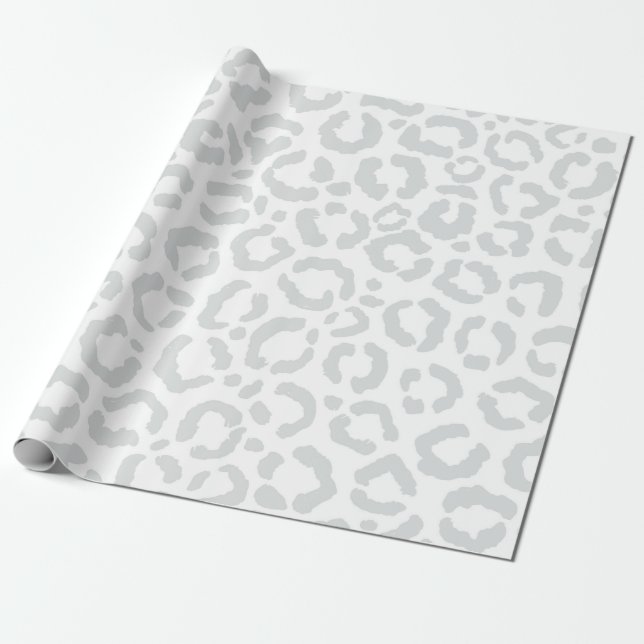Elegant White Grått Leopard Cheetah Animal Print Presentpapper (Utrullad)