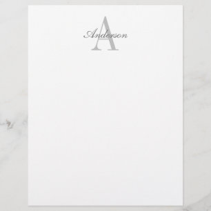 Elegant White & Grått Monogram Brevhuvud
