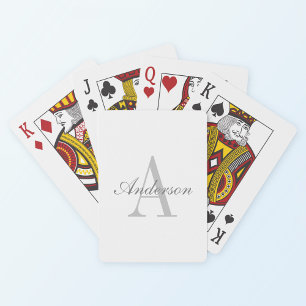 Elegant White & Grått Monogram Casinokort