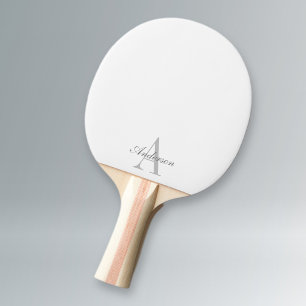 Elegant White & Grått Monogram Pingisracket