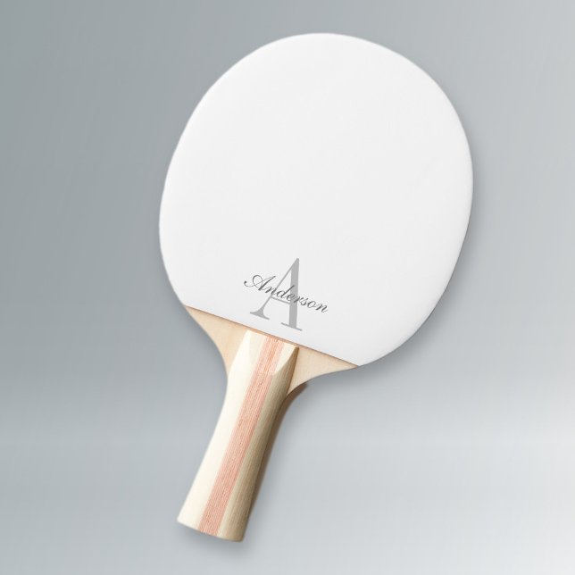 Elegant White & Grått Monogram Pingisracket (Skapare uppladdad)
