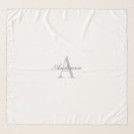 Elegant White & Grått Monogram Sjal<br><div class="desc">Monogram för elegant och klassi anpassade.</div>