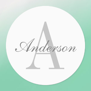 Elegant White & Grått Monogram   Vattentäthet Klistermärke