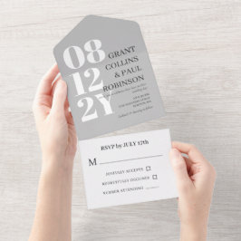 Elegant White & Grått Typography Bröllop
