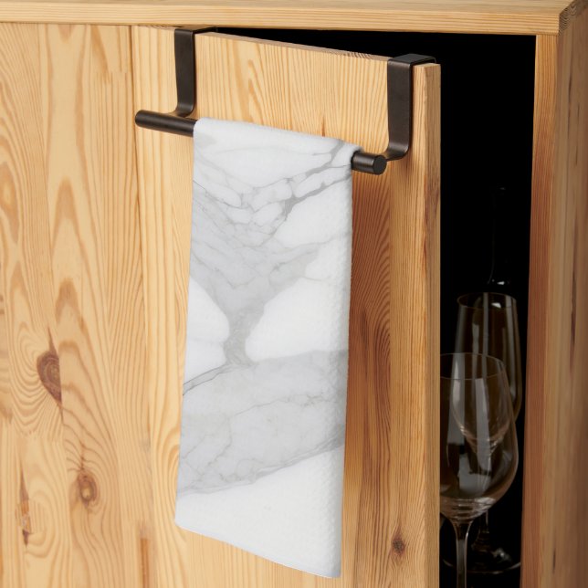 Elegant White Gray Personalized Marble Texture  Kökshandduk (Thirds Fold)