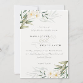 Elegant White Greenery Blommigt Vow Renewal Inbjud Tack Kort