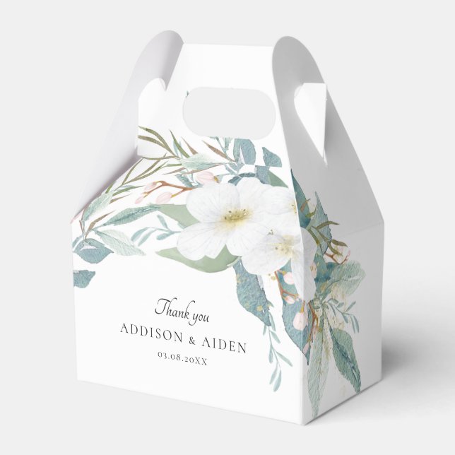 Elegant White Grönt Blommigt Bröllop Presentaskar (Framsidan Sidan)