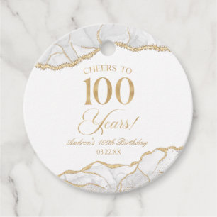 Elegant White Guld Agate 100:e Födelsedagsfesten Gåvor Etiketter