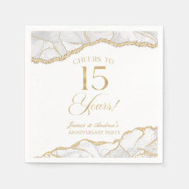 Elegant White Guld Agate 15:e årsdagen Party Pappersservett