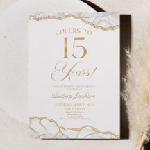 Elegant White Guld Agate 15:e Födelsedagsfesten