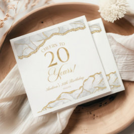 Elegant White Guld Agate 20:e Födelsedagsfesten Pappersservett