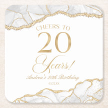 Elegant White Guld Agate 20:e Födelsedagsfesten