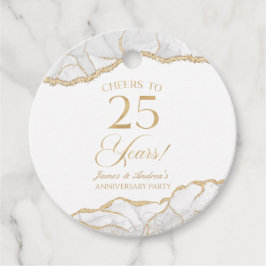 Elegant White Guld Agate 25:e årsdagen Party Gåvor Etiketter