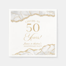 Elegant White Guld Agate 50-årsdagen Party