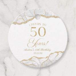 Elegant White Guld Agate 50:e Födelsedagsfesten Gåvor Etiketter