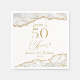 Elegant White Guld Agate 50:e Födelsedagsfesten Pappersservett