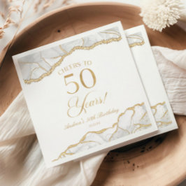 Elegant White Guld Agate 50:e Födelsedagsfesten Pappersservett