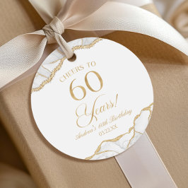 Elegant White Guld Agate 60:e Födelsedagsfesten Gåvor Etiketter