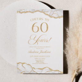 Elegant White Guld Agate 60:e Födelsedagsfesten Inbjudningar