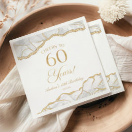 Elegant White Guld Agate 60:e Födelsedagsfesten Pappersservett