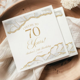 Elegant White Guld Agate 70:e Födelsedagsfesten Pappersservett