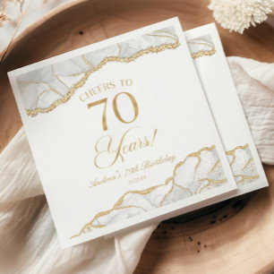 Elegant White Guld Agate 70:e Födelsedagsfesten Pappersservett