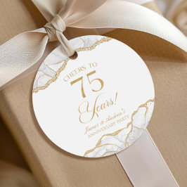 Elegant White Guld Agate 75:e-årsdagen Party Gåvor Etiketter