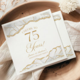 Elegant White Guld Agate 75:e-årsdagen Party Pappersservett
