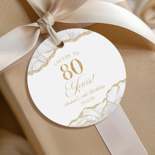Elegant White Guld Agate 80:e Födelsedagsfesten Gåvor Etiketter