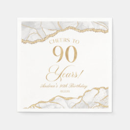 Elegant White Guld Agate 90:e Födelsedagsfest Pappersservett