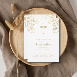 Elegant White Guld Bible Verse Bekräftelse Inbjudningar