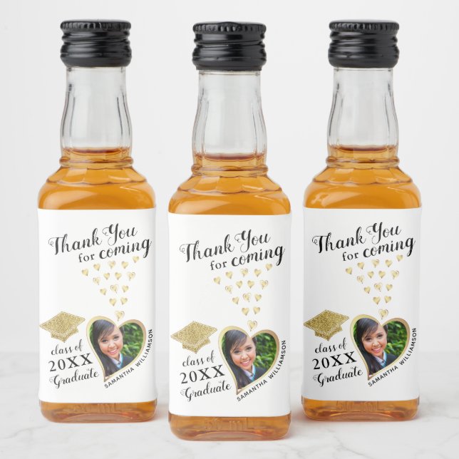 Elegant White Guld Black Tack 2025 Studenten Spritflaskor Etikett (Flaskor)