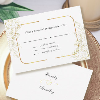 Elegant White Guld Blommigt Script Gräns Ram OSA