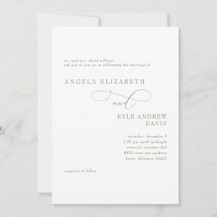 Elegant White & Guld Bride Parents Bröllop Inbjudningar